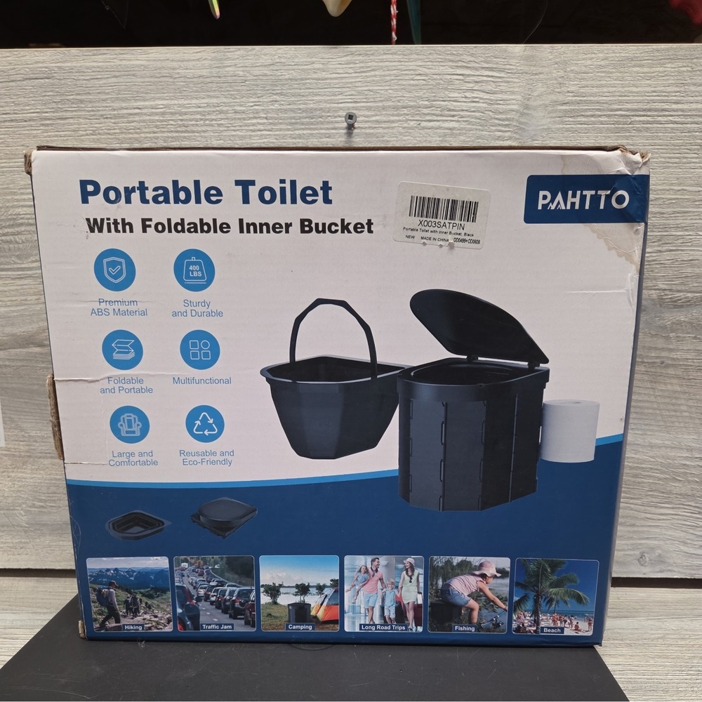 Portable Toilet with Lid, Retractable TP Holder, Carry Bag and Disp Liner cshelf